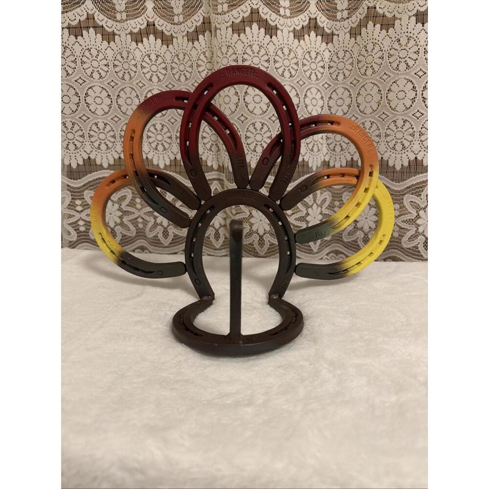 Horseshoe Turkey Handmade Metal Bright Painted Yard Ranch Farm Decor Art 11x14